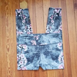 Grey Floral Workout Leggings